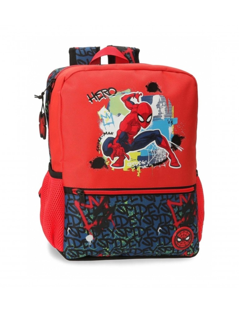 Zaino urbano Spiderman 40 cm adattabile all'auto rossa, blu scuro